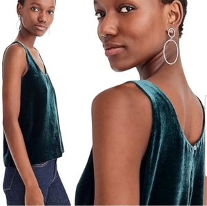 J CREW NWT green velvet sleeveless keyhole back tank top size 6 holiday